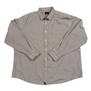 UNTUCKit Mens XXL Relaxed Fit Performance Shirt Blue White Check Long Sleeve